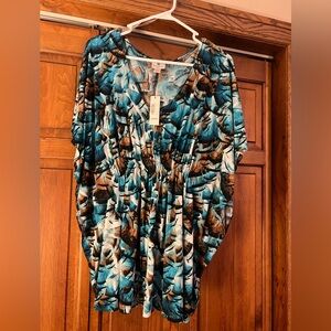 Worthington Women Lg. Top, with Flutter Sleeves & Elastic Under Breasts, new/tag